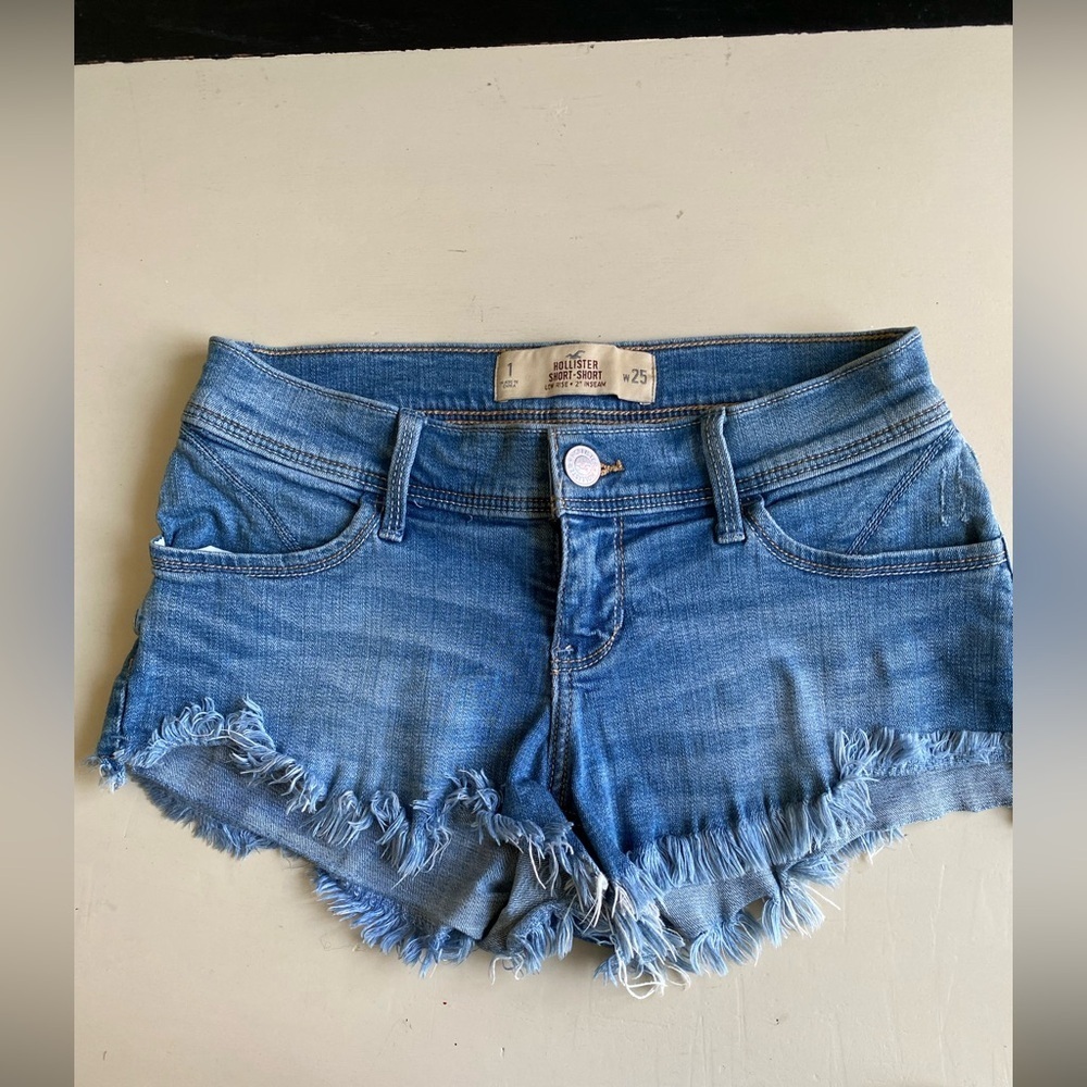 Hollister low rise vintage y2k 2000’s Light Blue Jean mini Shorts cut off - Picture 1 of 7